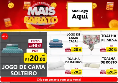 Modelo de Encarte para Encarte A4 Horizontal com o tema Mais Barato para Cama, Mesa e Banho