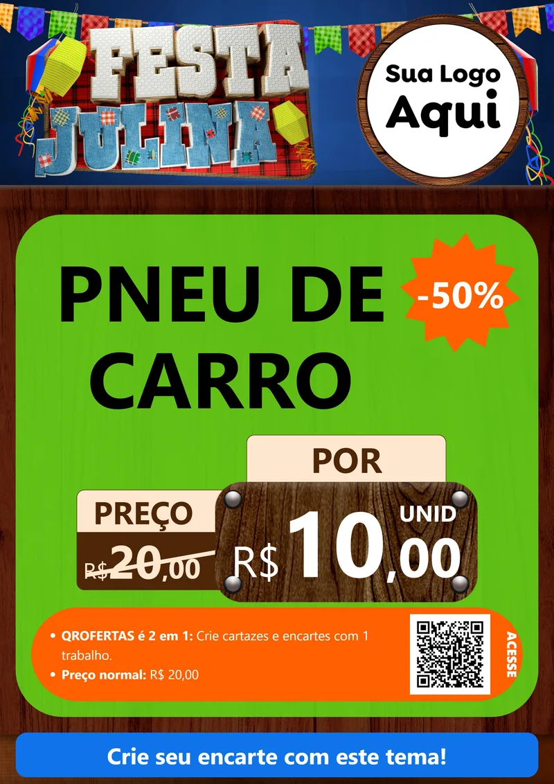 Modelo de Cartaz para Cartaz A4 Vertical com o tema Festa Julina para Auto peças