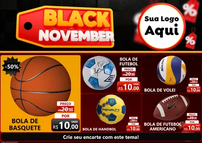 Modelo de Encarte para Encarte A4 Horizontal com o tema Black November para Artigos Esportivos