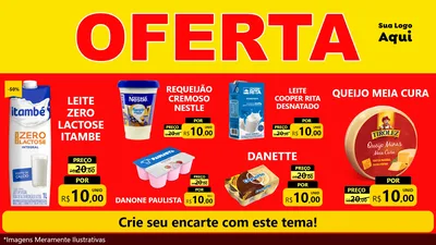 Modelo de TV para TV Horizontal com o tema OFERTA - Vermelho Cartaz para Frios e Laticínios