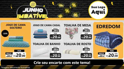 Modelo de TV para TV Horizontal com o tema Junho Imbatível para Cama, Mesa e Banho