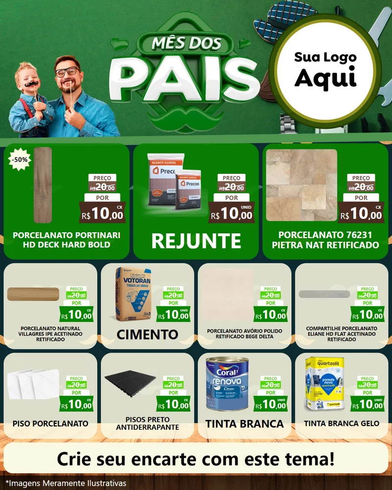 Modelo de Rede Social para Feed Instagram com o tema Mês dos Pais para Pisos e revestimentos