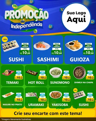 Modelo de Rede Social para Feed Instagram com o tema Promoção da Independência para Comida japonesa