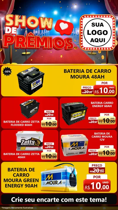 Modelo de TV para TV Vertical com o tema Show de Prêmios para Baterias Elétricas