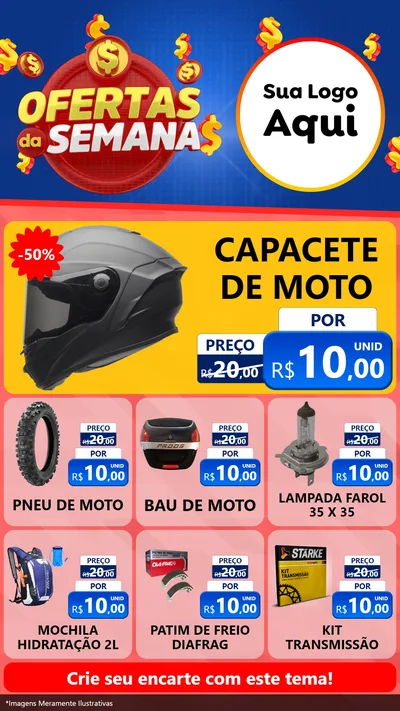Modelo de Rede Social para Stories com o tema Ofertas Da Semana para Moto peças
