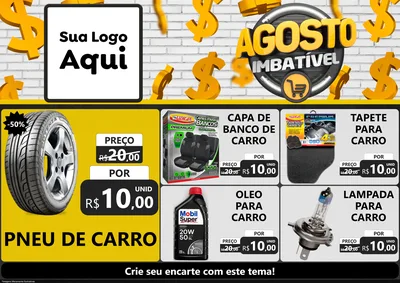 Modelo de Encarte para Encarte A4 Horizontal com o tema Agosto imbatível para Auto peças