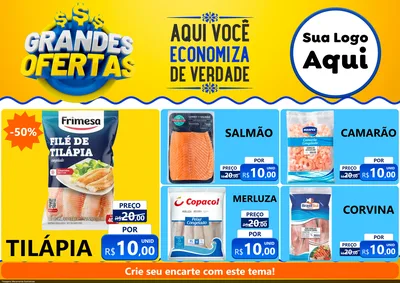 Modelo de Encarte para Encarte A4 Horizontal com o tema Grandes Ofertas para Peixaria
