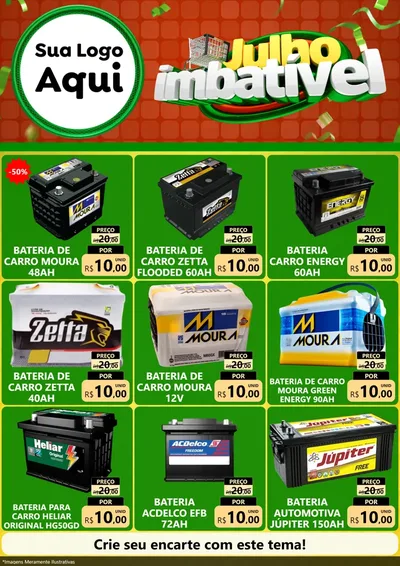 Modelo de Encarte para Encarte A4 Vertical com o tema Julho Imbatível para Baterias Elétricas