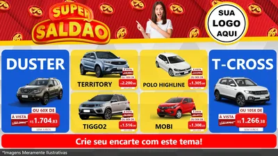 Modelo de TV para TV Horizontal com o tema Super Saldão para Concessionaria de Carros
