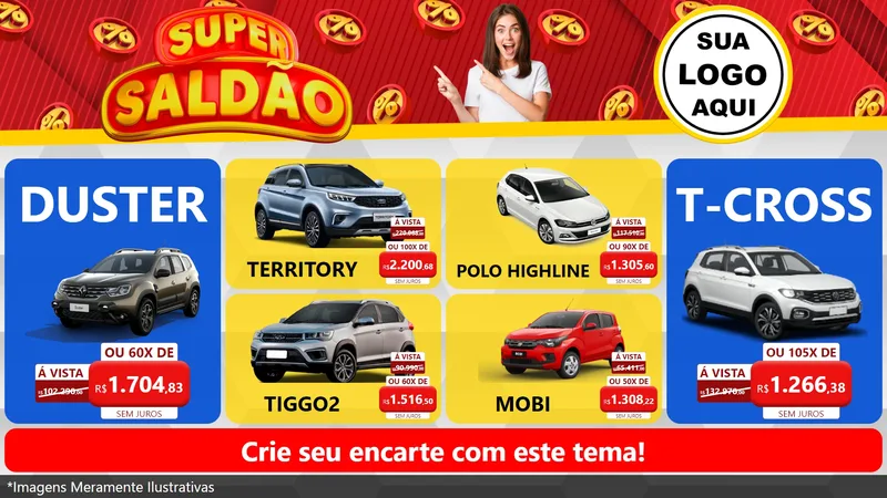 Modelo de TV para TV Horizontal com o tema Super Saldão para Concessionaria de Carros
