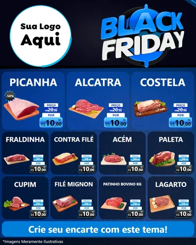 Modelo de Rede Social para Feed Instagram com o tema Black Friday para Açougue