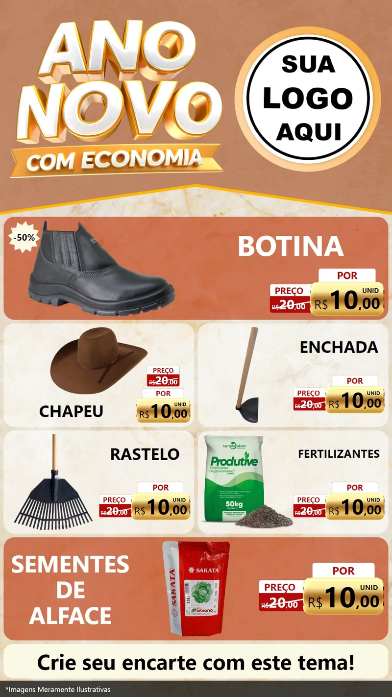 Modelo de TV para TV Vertical com o tema Ano Novo Com Economia para Agropecuária