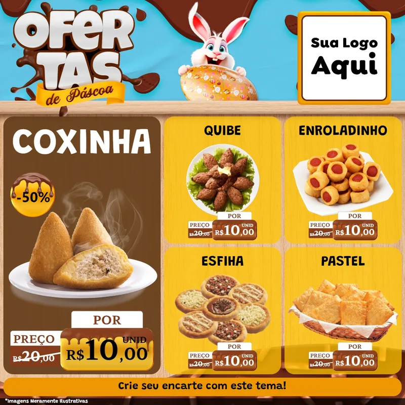Modelo de Rede Social para Feed Facebook com o tema Ofertas de Páscoa para Salgadaria