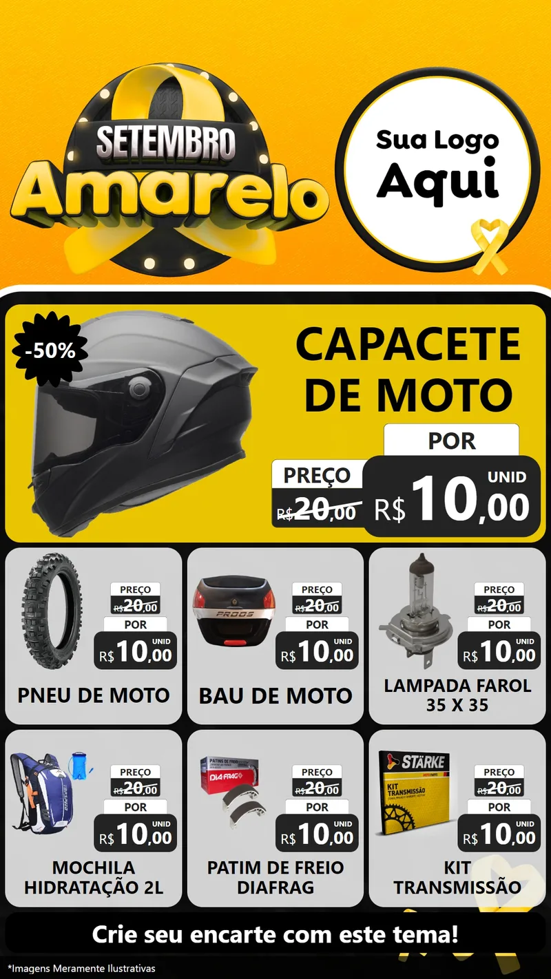 Modelo de Rede Social para Stories com o tema Setembro Amarelo para Moto peças