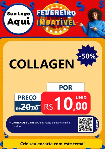 Modelo de Cartaz para Cartaz A4 Vertical com o tema Fevereiro Imbatível para Suplementos alimentares