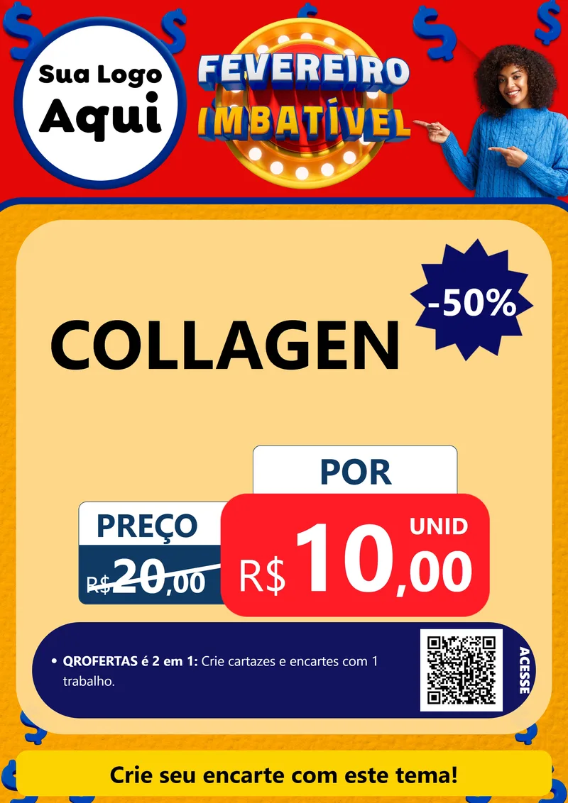 Modelo de Cartaz para Cartaz A4 Vertical com o tema Fevereiro Imbatível para Suplementos alimentares