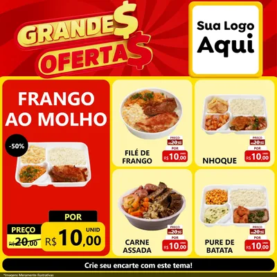 Modelo de Rede Social para Feed Facebook com o tema Grandes Ofertas para Restaurante