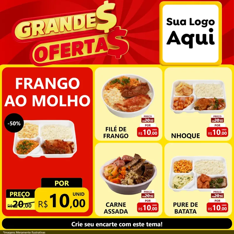 Modelo de Rede Social para Feed Facebook com o tema Grandes Ofertas para Restaurante