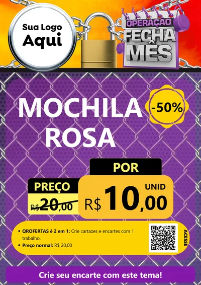 Modelo de Cartaz para Cartaz A4 Vertical com o tema Operação Fecha Mês para Papelaria