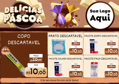 Modelo de Encarte para Encarte A4 Horizontal com o tema Delícias de Páscoa para Embalagens