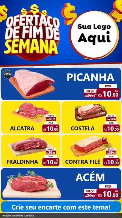 Modelo de TV para TV Vertical com o tema Ofertaço de Fim de Semana para Açougue