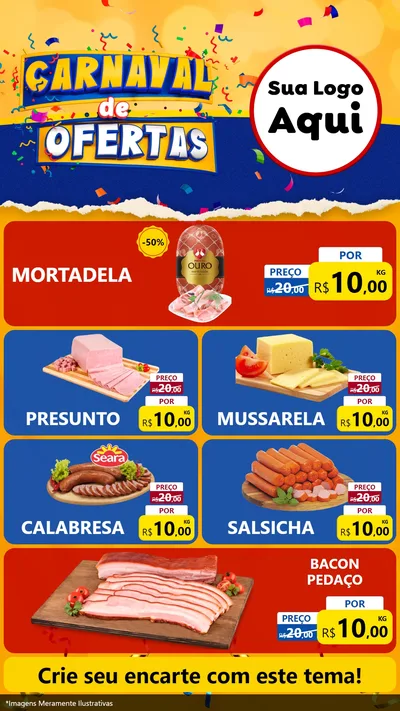 Modelo de TV para TV Vertical com o tema Carnaval de Ofertas para Frios e Laticínios