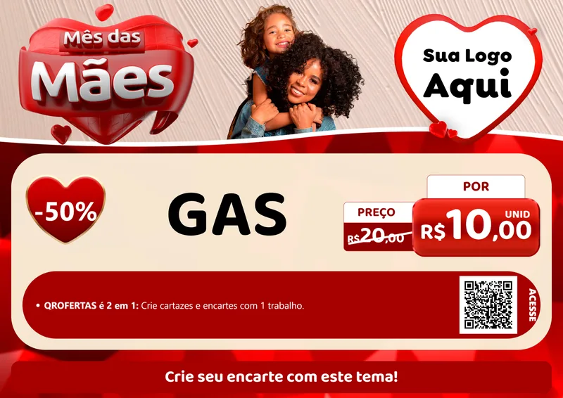 Modelo de Cartaz para Cartaz A4 Horizontal com o tema Mês das Mães para Água e gás