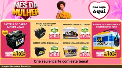 Modelo de TV para TV Horizontal com o tema Mês da Mulher para Baterias Elétricas