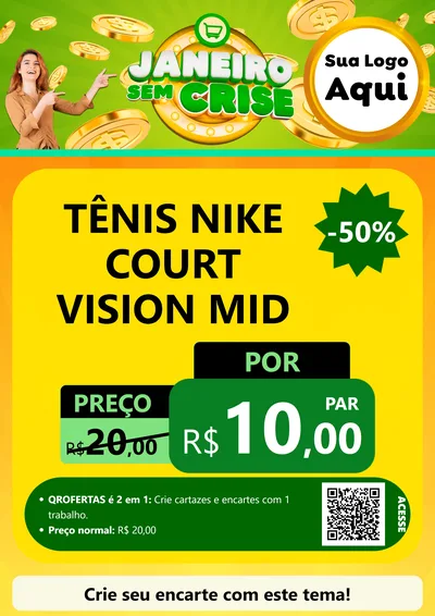 Modelo de Cartaz para Cartaz A4 Vertical com o tema Janeiro Sem Crise para Calçados
