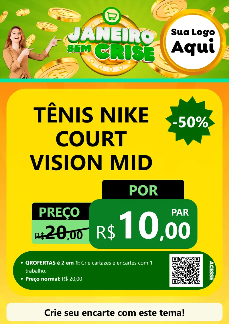Modelo de Cartaz para Cartaz A4 Vertical com o tema Janeiro Sem Crise para Calçados