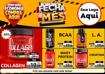 Modelo de Encarte para Encarte A4 Horizontal com o tema Fecha Mês para Suplementos alimentares