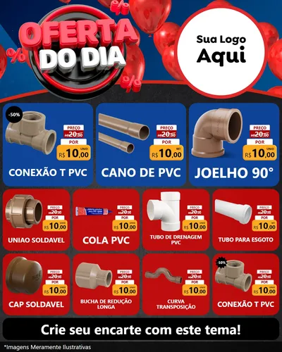 Modelo de Rede Social para Feed Instagram com o tema Oferta do Dia para Tubos e conexões
