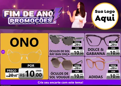 Modelo de Encarte para Encarte A4 Horizontal com o tema Fim de Ano Promoções para Óticas