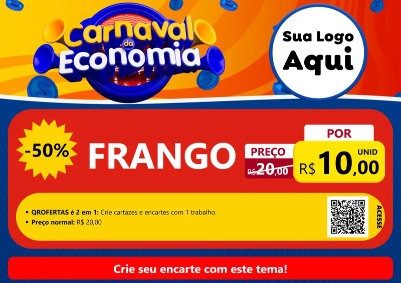 Modelo de Cartaz para Cartaz A4 Horizontal com o tema Carnaval da Economia para Assados