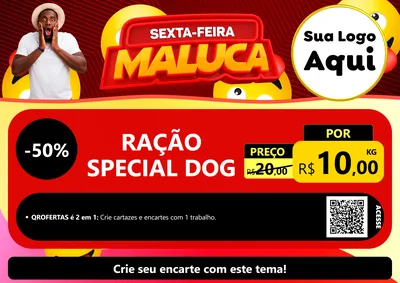 Modelo de Cartaz para Cartaz A4 Horizontal com o tema Sexta-feira Maluca para Pet Shop