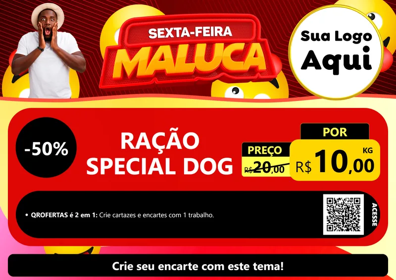 Modelo de Cartaz para Cartaz A4 Horizontal com o tema Sexta-feira Maluca para Pet Shop