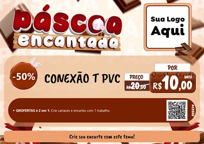 Modelo de Cartaz para Cartaz A4 Horizontal com o tema Páscoa Encantada para Tubos e conexões