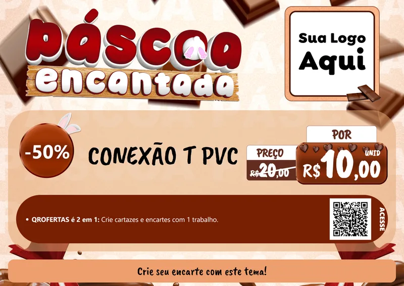 Modelo de Cartaz para Cartaz A4 Horizontal com o tema Páscoa Encantada para Tubos e conexões