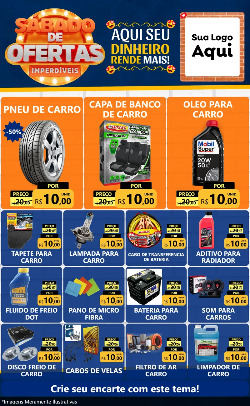Modelo de Encarte para Encarte Grande com o tema Sábado de Ofertas Imperdíveis para Auto peças