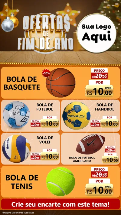 Modelo de TV para TV Vertical com o tema Ofertas de Fim de Ano para Artigos Esportivos