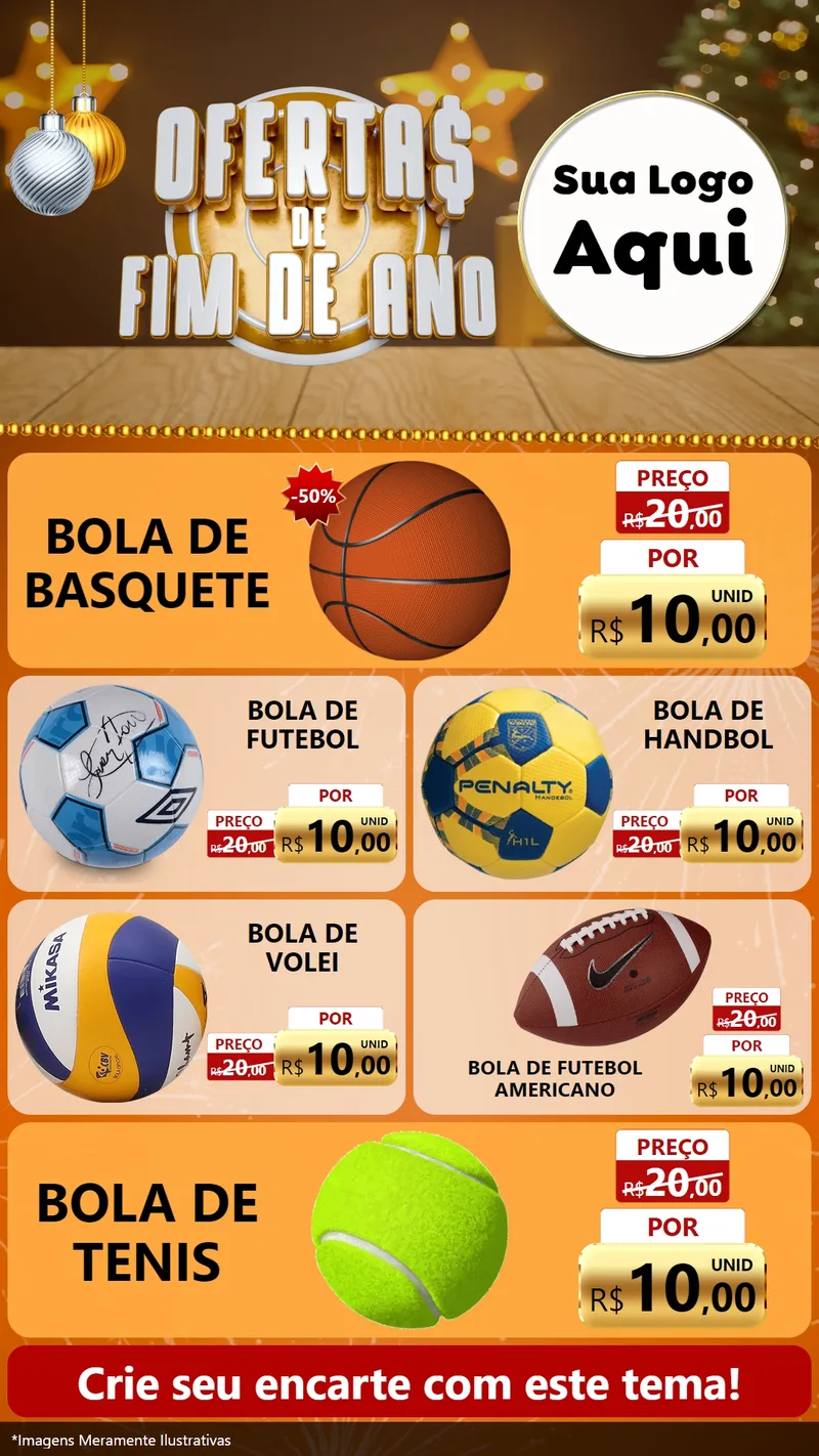 Modelo de TV para TV Vertical com o tema Ofertas de Fim de Ano para Artigos Esportivos