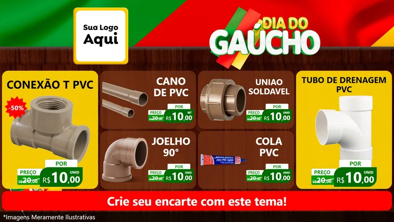 Modelo de TV para TV Horizontal com o tema Dia do Gaúcho para Tubos e conexões
