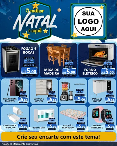 Modelo de Rede Social para Feed Instagram com o tema O Melhor Natal É Aqui! para Móveis e Eletro