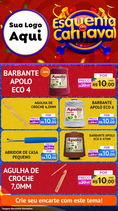Modelo de TV para TV Vertical com o tema Esquenta de Carnaval para Armarinho e Aviamentos