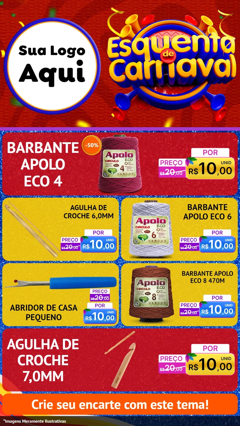 Modelo de TV para TV Vertical com o tema Esquenta de Carnaval para Armarinho e Aviamentos