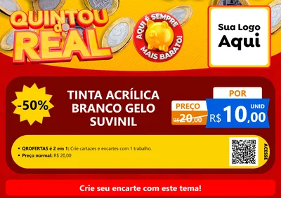 Modelo de Cartaz para Cartaz A4 Horizontal com o tema Quintou do Real para Tintas e Ferramentas