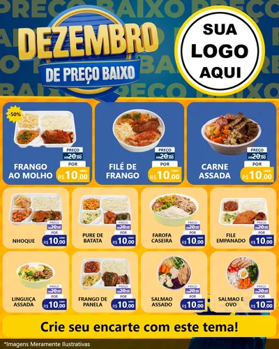 Modelo de Rede Social para Feed Instagram com o tema Dezembro de Preço Baixo para Restaurante