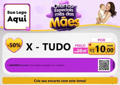 Modelo de Cartaz para Cartaz A4 Horizontal com o tema Ofertas Especiais - Mês das Mães para Hamburgueria