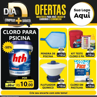 Modelo de Rede Social para Feed Facebook com o tema Dia D Mais Economia para Produtos para Piscina