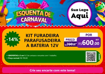Modelo de Cartaz para Cartaz A4 Horizontal com o tema Esquenta de Carnaval para Maquinas e Ferramentas